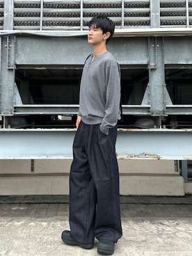 「tk.TAKEO KIKUCHI（ティーケータケオキクチ）のアイテム（パンツ）」を使った、KOHEIさん（メンズ・182cm）の秋コーディネート