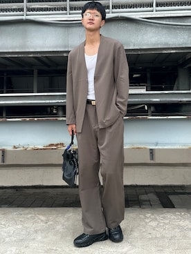 「tk.TAKEO KIKUCHI（ティーケータケオキクチ）のアイテム（パンツ）」を使った、KOHEIさん（メンズ・181cm）の夏コーディネート