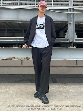 「tk.TAKEO KIKUCHI（ティーケータケオキクチ）のアイテム（パンツ）」を使った、KOHEIさん（メンズ・181cm）の夏コーディネート