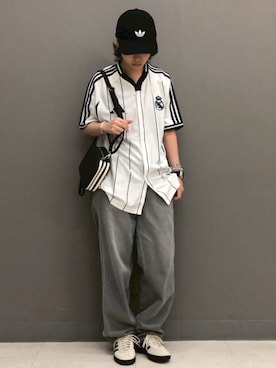 「アディダスオリジナルス」｜「アイテム（シャツ/ブラウス）」を使った、TKさん（レディース・161cm）の夏コーディネート