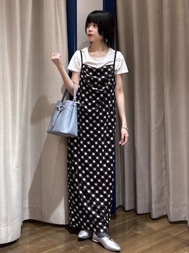 「POLO BCS（ポロ ビーシーエス）の【POLO BCS】VIS別注刺しゅうコンパクトTシャツ/一部WEB限定カラー（Tシャツ/カットソー、ホワイト系）」を使った、ayameさん（レディース・155cm）の秋コーディネート