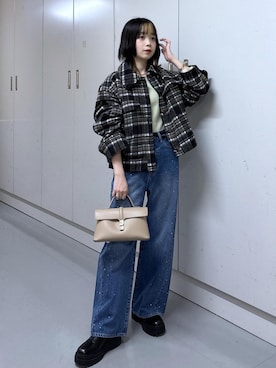 「アイテム（カバーオール）」を使った、ayameさん（レディース・155cm）の秋コーディネート