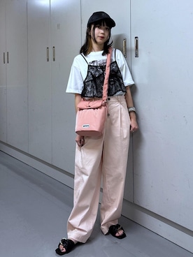 「初夏コーデ」｜「アイテム（キャップ、グレー系）」を使った、ayameさん（レディース・155cm）の夏コーディネート