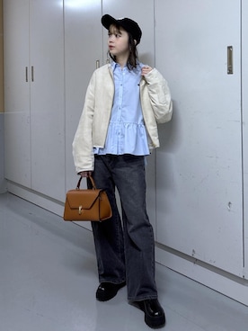 「VIS（ビス）のアイテム（デニムパンツ）」を使った、ayameさん（レディース・155cm）の秋コーディネート