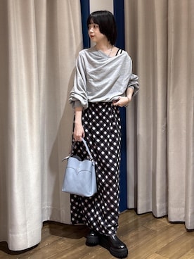 「Juze（ジュゼ）のタンクソールサイドニットブーツ（ブーツ、ブラック系）」を使った、ayameさん（レディース・155cm）の秋コーディネート