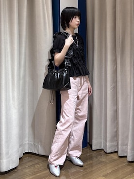 「VIS（ビス）のストレートカラーデニム（デニムパンツ、ピンク系）」を使った、ayameさん（レディース・155cm）の夏コーディネート