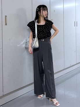 「アイテム（スラックス）」を使った、ayameさん（レディース・155cm・20代）の夏コーディネート