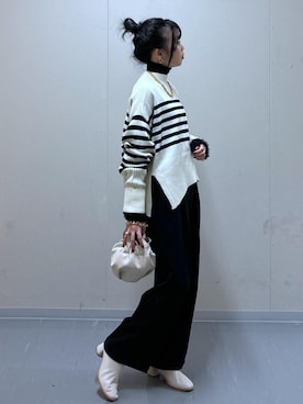 「VIS（ビス）の袖フェザーシアータートルニット（ニット/セーター）」を使った、ayameさん（レディース・155cm）の秋コーディネート