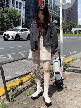 「VIS」｜「アイテム（デニムジャケット）」を使った、ayameさん（レディース・155cm）の夏コーディネート