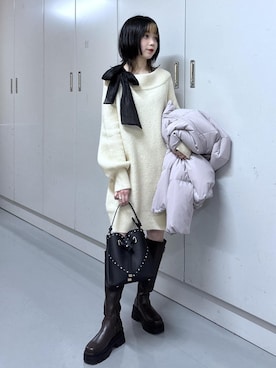 「VIS（ビス）のアイテム（アクセサリー）」を使った、ayameさん（レディース・155cm）の冬コーディネート