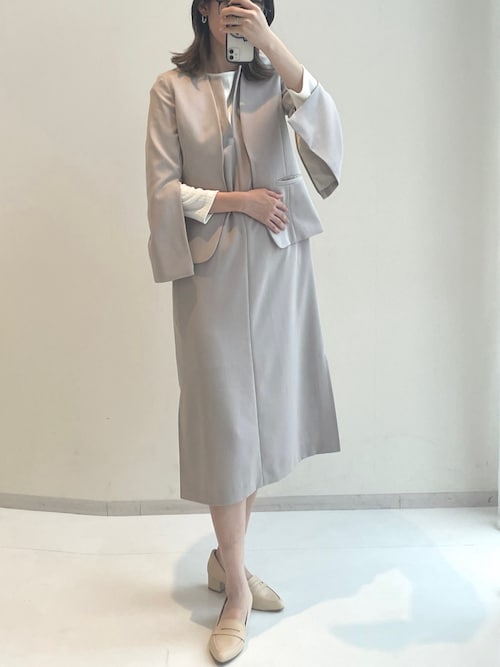 セール】ドビー織ジャンパースカートスーツ（袖2WAYノーカラー