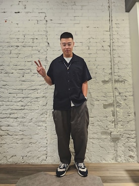 「MUJI」｜「アイテム（パンツ）」を使った、Rüiさん（メンズ・173cm）の秋コーディネート