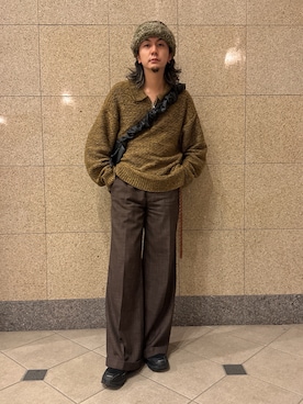 「WYM LIDNM（ウィム バイ リドム）のARTIFICIAL GRAIN SHOULDER BAG（ショルダーバッグ）」を使った、NISSHYさん（メンズ・171cm）の秋コーディネート