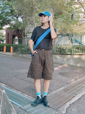 「CPCM（シーピーシーエム）のアイテム（帽子）」を使った、NISSHYさん（メンズ・171cm）の夏コーディネート