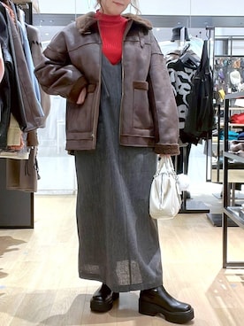 「クリスマス」｜「アイテム（ジャケット/アウター）」を使った、ヨシピーさん（レディース・154cm）の冬コーディネート