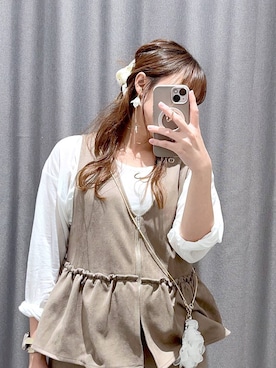 「アイテム（バレッタ/ヘアクリップ）」を使った、ヨシピーさん（レディース・154cm）の秋コーディネート