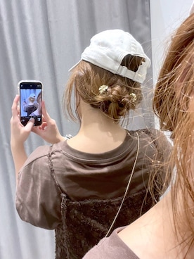 「アイテム（チュニック）」を使った、ヨシピーさん（レディース・154cm）の夏コーディネート