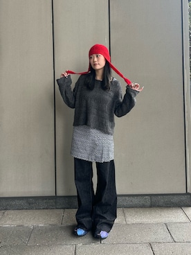 「アイテム（ニットキャップ/ビーニー）」を使った、mahhiiさん（レディース・162cm）の秋コーディネート