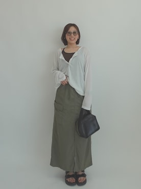 「OUR WACOAL（アワワコール）のカップ付きキャミソール（Camisole、ブラウン系）」を使った、OURWACOALさん（レディース）の夏コーディネート