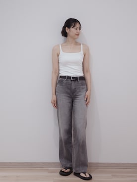 「OUR WACOAL（アワワコール）のカップ付きタンクトップ　メッシュカップ（タンクトップ、ホワイト系）」を使った、OURWACOALさん（レディース）の夏コーディネート