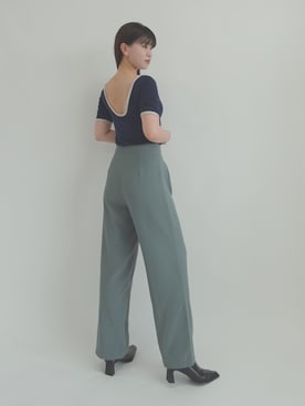 「OUR WACOAL（アワワコール）のカップ付きバックオープンTシャツ　5分袖（T Shirts、ブルー系）」を使った、OURWACOALさん（レディース）の夏コーディネート