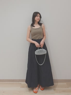 「OUR WACOAL（アワワコール）のカップ付きタンクトップ　ノンワイヤー（Tank tops、グリーン系）」を使った、OURWACOALさん（レディース）の夏コーディネート