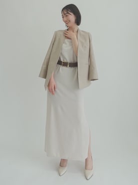「OUR WACOAL（アワワコール）のカップ付きキャミワンピース　ノンワイヤー（One piece dress、ベージュ系）」を使った、OURWACOALさん（レディース）の夏コーディネート