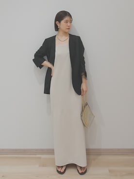 「OUR WACOAL（アワワコール）のカップ付きキャミワンピース　ノンワイヤー（One piece dress、ベージュ系）」を使った、OURWACOALさん（レディース）の夏コーディネート