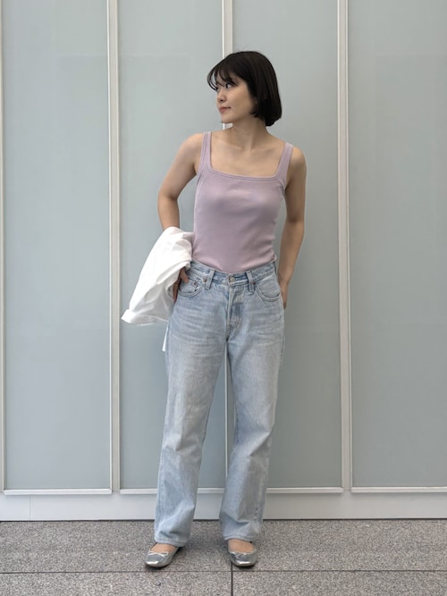 セール】カップ付きコットンリブタンクトップ（タンクトップ