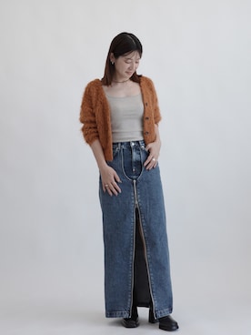 「OUR WACOAL（アワワコール）のカップ付きタンクトップ　メッシュカップ（タンクトップ、ベージュ系）」を使った、OURWACOALさん（レディース）の夏コーディネート