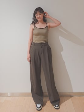 「OUR WACOAL（アワワコール）のカップ付きキャミソール（Camisole、イエロー系）」を使った、OURWACOALさん（レディース）の夏コーディネート