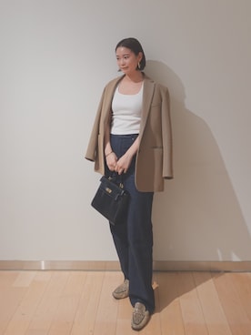 「OUR WACOAL（アワワコール）のカップ付きタンクトップ　ノンワイヤー（Tank tops、ホワイト系）」を使った、OURWACOALさん（レディース）の夏コーディネート