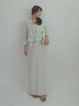 「OUR WACOAL（アワワコール）のカップ付きキャミワンピース　ノンワイヤー（One piece dress、ベージュ系）」を使った、OURWACOALさん（レディース）の夏コーディネート