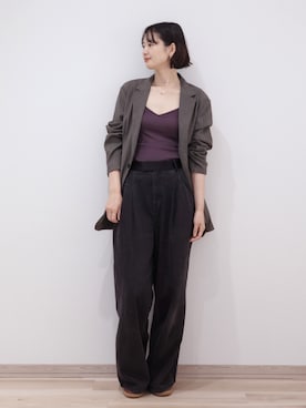 「OUR WACOAL（アワワコール）のカップ付きキャミソール　メッシュカップ（インナーウェア/肌着、パープル系）」を使った、OURWACOALさん（レディース・164cm）の秋コーディネート