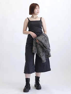 「OUR WACOAL（アワワコール）のカップ付きタンクトップ　メッシュカップ（タンクトップ、グレー系）」を使った、OURWACOALさん（レディース・164cm）の秋コーディネート