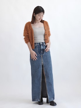 「OUR WACOAL（アワワコール）のカップ付きタンクトップ　メッシュカップ（タンクトップ、ベージュ系）」を使った、OURWACOALさん（レディース・164cm）の秋コーディネート