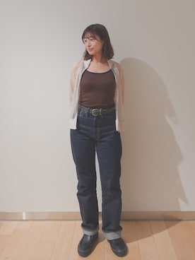 「OUR WACOAL（アワワコール）のカップ付きキャミソール（Camisole、ブラウン系）」を使った、OURWACOALさん（レディース）の夏コーディネート