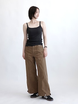 「OUR WACOAL（アワワコール）のカップ付きタンクトップ　メッシュカップ（タンクトップ、グレー系）」を使った、OURWACOALさん（レディース・164cm）の秋コーディネート