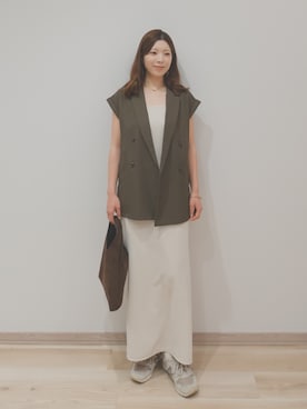 「OUR WACOAL（アワワコール）のカップ付きキャミワンピース　ノンワイヤー（One piece dress、ベージュ系）」を使った、OURWACOALさん（レディース）の夏コーディネート