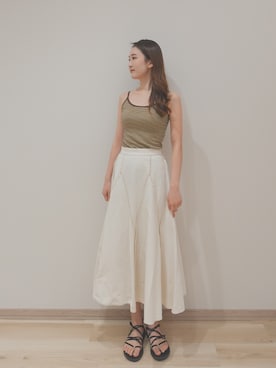 「OUR WACOAL（アワワコール）のカップ付きキャミソール（Camisole、イエロー系）」を使った、OURWACOALさん（レディース）の夏コーディネート