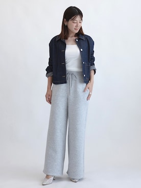 「OUR WACOAL（アワワコール）のカップ付きタンクトップ　メッシュカップ（タンクトップ、ホワイト系）」を使った、OURWACOALさん（レディース・164cm）の秋コーディネート