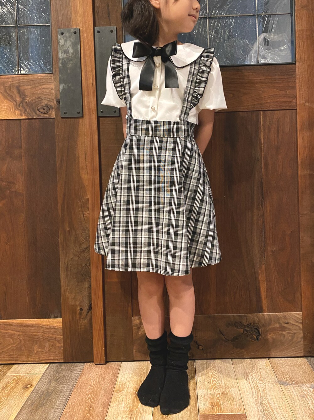 「鈴たんootd、量産型女子、小学生女子、おんなのこコーデ、バースデイ、プチプラコーデ」｜「Birthdayのアイテム（ワンピース、ブラック系）」を使った、鈴たんさん（キッズ・110cm）の夏コーディネートの1枚目の写真