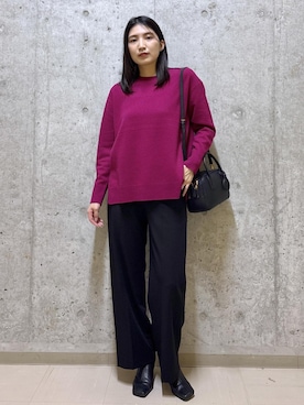 「E'POR（エポール）の【E'POR】TWO BOSTON BAG Mini/撥水・26AW新型（ハンドバッグ、ブラック系）」を使った、SAORIさん（レディース）の秋コーディネート