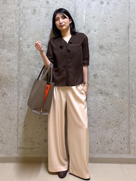 「ROPE'（ロペ）のアイテム（パンツ）」を使った、SAORIさん（レディース・164cm）の春コーディネート