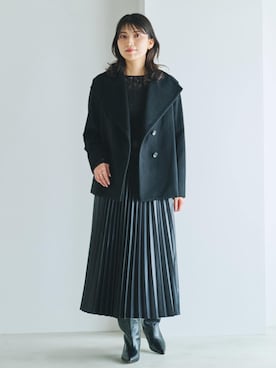 「アイテム（ステンカラーコート）」を使った、SAORIさん（レディース・164cm）の夏コーディネート