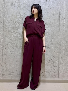 「ROPE'（ロペ）の【洗える・カセット服】ライトトリアセイージーワイドパンツ/お仕事・通勤・セットアップ対応（その他パンツ）」を使った、SAORIさん（レディース・164cm）の夏コーディネート