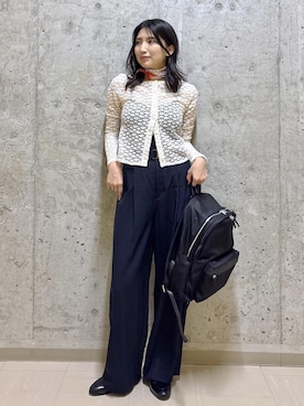 「アイテム（バンダナ/スカーフ、レッド系）」を使った、SAORIさん（レディース・164cm）の夏コーディネート