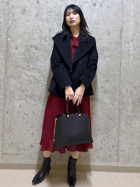 「アイテム（ステンカラーコート）」を使った、SAORIさん（レディース・164cm・30代）の冬コーディネート