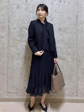 「アイテム（ノーカラージャケット）」を使った、SAORIさん（レディース・164cm・30代）の秋コーディネート