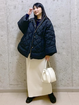 「ROPÉ」｜「アイテム（ダウンジャケット/コート）」を使った、SAORIさん（レディース・164cm）の秋コーディネート